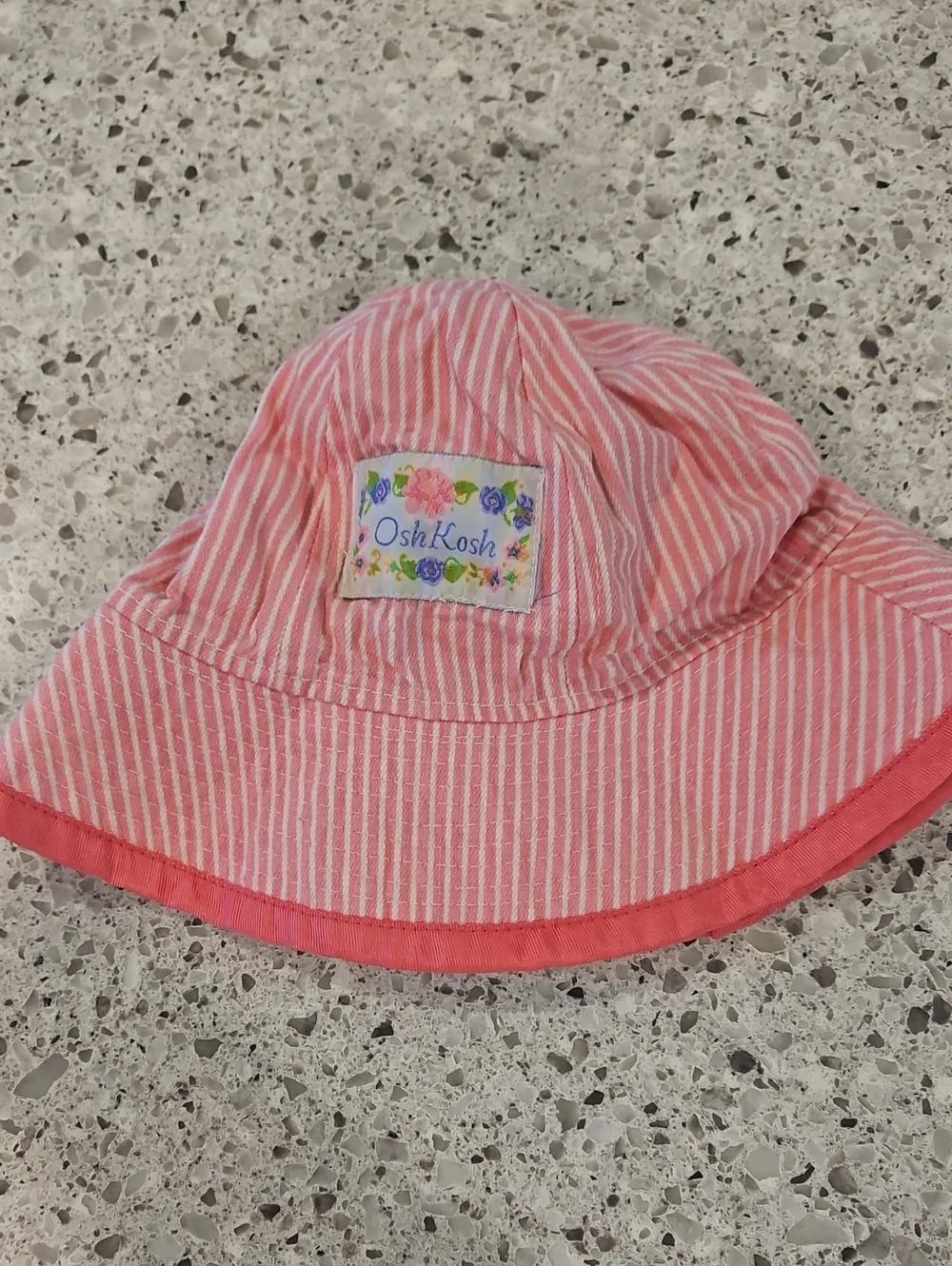 Vintage OshKosh B'gosh Pink Striped Kids Bucket Hat